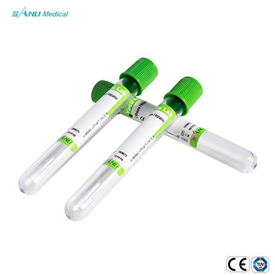 Plastik Green Gel Lithium Heparin Vacuum Tubes Sekali Pakai