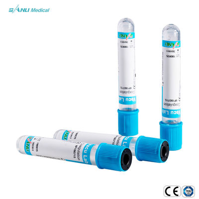 CE ISO Blue Top Glass Coagulation Test Tubes Dengan Aditif Natrium Sitrat 3,2%.
