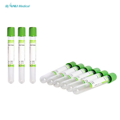 Tabung Kaca Hijau Lithium Heparin Single Use CE ISO Disetujui Untuk Pengambilan Darah
