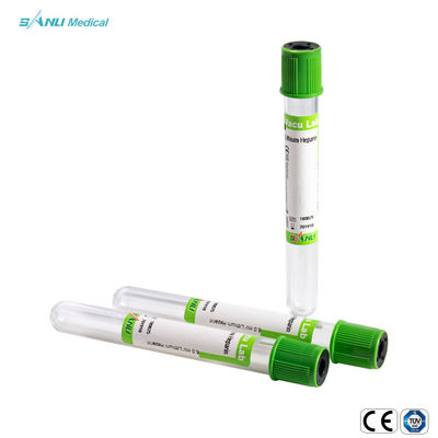 Tabung Kaca Hijau Lithium Heparin Single Use CE ISO Disetujui Untuk Pengambilan Darah