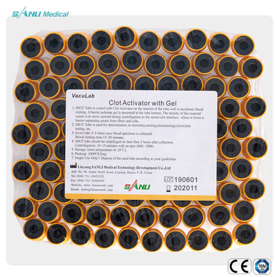 Koleksi Darah Penggerak Gumpalan PET Sekali Pakai Dengan Gel 13x100mm