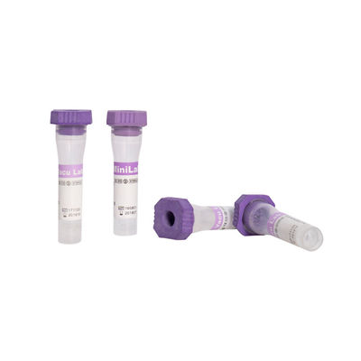 K2 EDTA Tabung Pengumpul Darah Kapiler ISO9001 Lavender Rubber Cap
