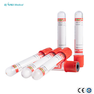 13x100mm IVD Steril Red Vacuum Blood Test Tube Ce Disetujui Dengan Clot Activator