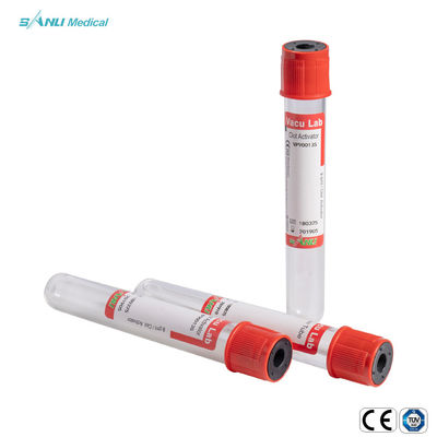 13x100mm IVD Steril Red Vacuum Blood Test Tube Ce Disetujui Dengan Clot Activator