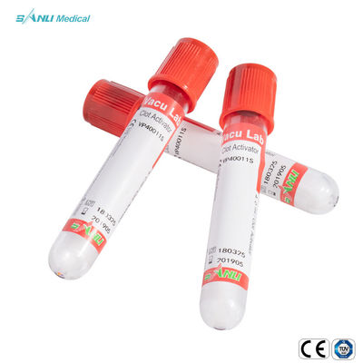 13x100mm IVD Steril Red Vacuum Blood Test Tube Ce Disetujui Dengan Clot Activator
