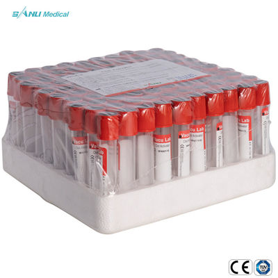 13x100mm IVD Steril Red Vacuum Blood Test Tube Ce Disetujui Dengan Clot Activator