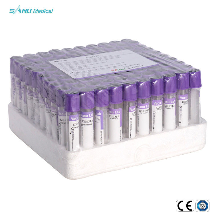 CE ISO Disposable serum blood collection tube ungu 2ml 3ml 4ml 5ml EDTA K2 K3 tube