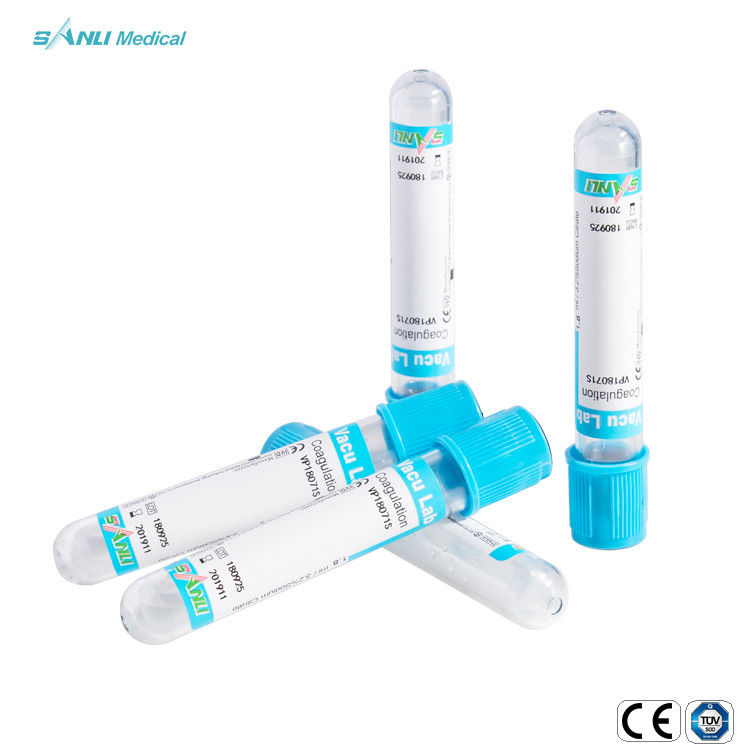 Vakum 3ml Tabung Koagulasi Atas Biru 0,109 Mol / L Tabung Uji Natrium Sitrat